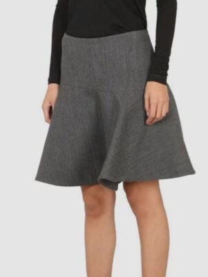 $1280 Jil Sander Women's Gray Wool & Cashmere Peplum Skirt Size DE40/US10