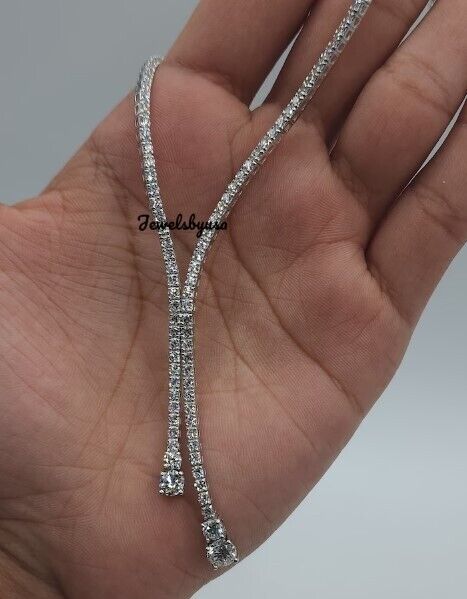 Pre-owned Nsg 20" Women's Wedding Gift 5ct White Simulated Diamond Tennis Necklace 925 Silver