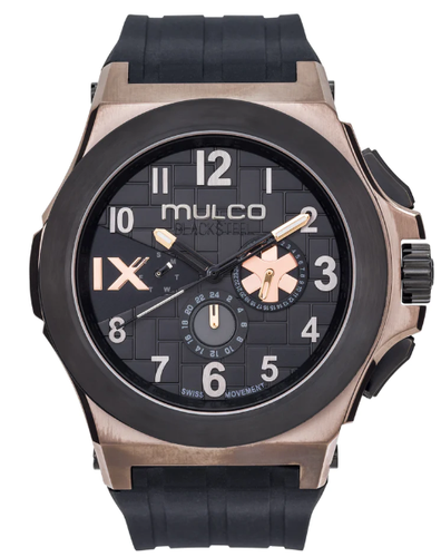 Pre-owned Mulco Swiss Quartz Chronograph Black Silicone Band Men's Watch Mw5-4379-035