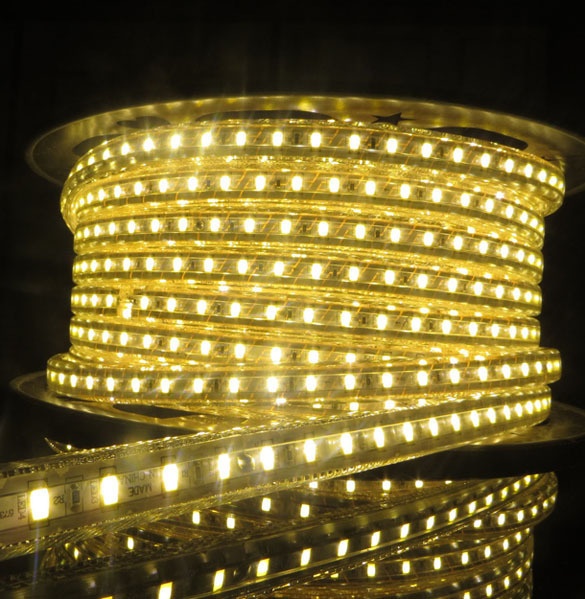 Striscia Led Flessibile Strip Led SMD 5730 220v Bobina 100 Metri Giallo hsb