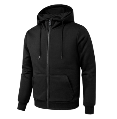 Felpa nera con store cappuccio e zip uomo