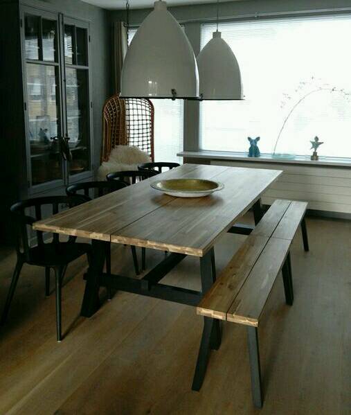 IKEA Skogsta Solid Wood Dining Table & 4 Ingolf Dining Chairs in