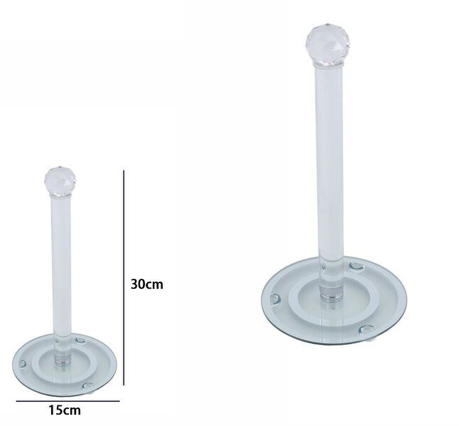 Portarotolo Porta Rotolo Carta Da Cucina In Vetro Cristallo 30x15cm dfh