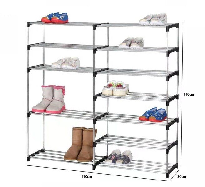 Scarpiera in Alluminio 12 Ripiani Scaffali Porta Scarpe 110x30x110cm dfh