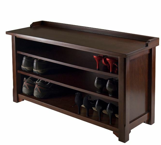 Shoe Bench Storage With 4 Baskets Black Elegant Entryway Mudroom