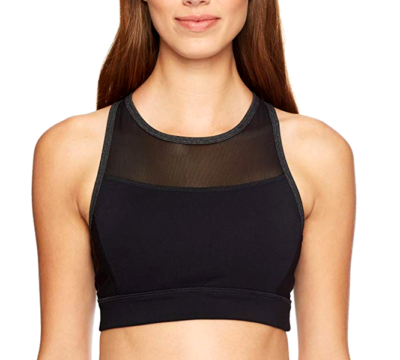 Calvin Klein Performance Women's Mesh Pieced Open Back Bra, Black, Small