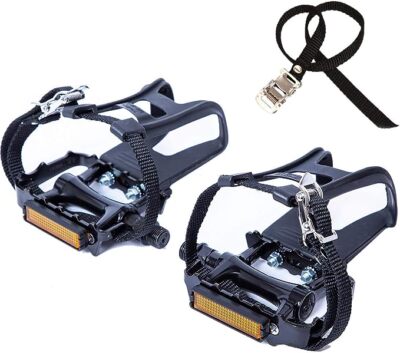Bike Pedals w/ Toe Clips and Straps 9/16