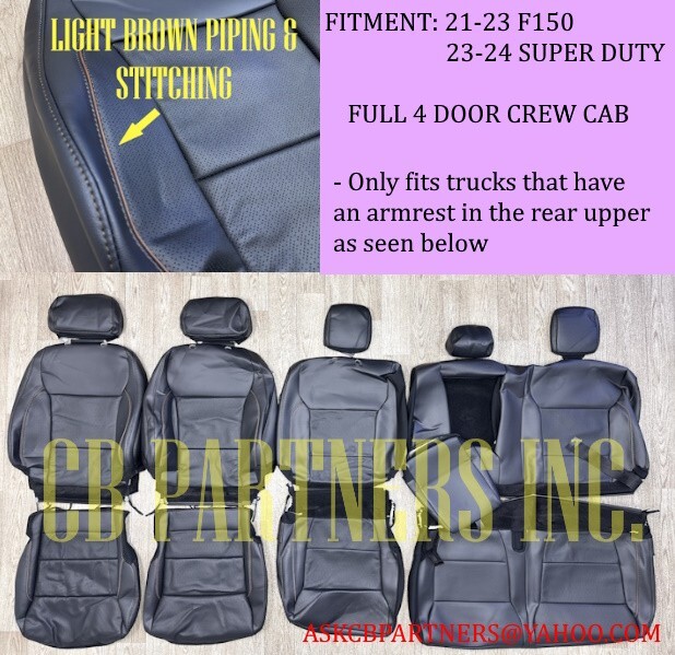 2024 OEM FORD SUPER DUTY LEATHER SEAT COVER UPHOLSTERY SET LIGHT BROWN PIPING