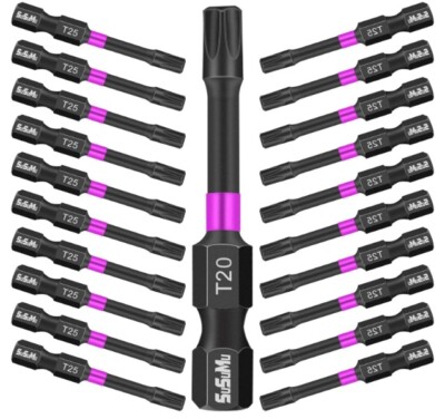 t20 torx bits for impact driver,SuSuMu 20 Pieces T20 2 In. Impact Tough Magnetic