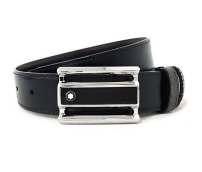 Montblanc 114423 Leather Strap Reversible Belt 1x45 inch EU Made Ups Black/Brown