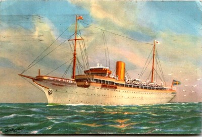 Stella Polaris Clipper Line Ship Postcard Norway 1935 Air Mail Postmark