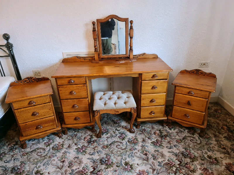 Antique Pine Dressing Table Mirror, Antique Pine Dressing Table Mirror With Drawers