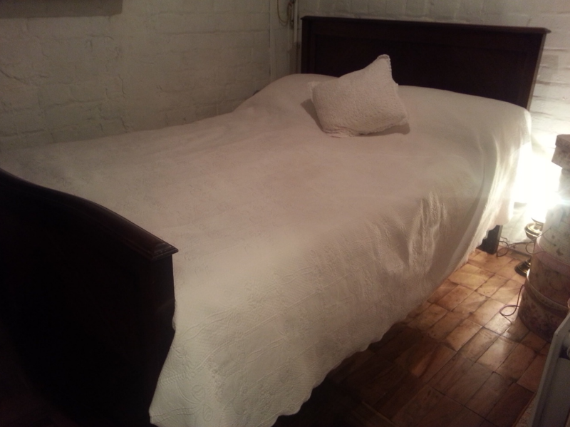 Antique Double Bedframe With Solid Wood Head Foot Boards In