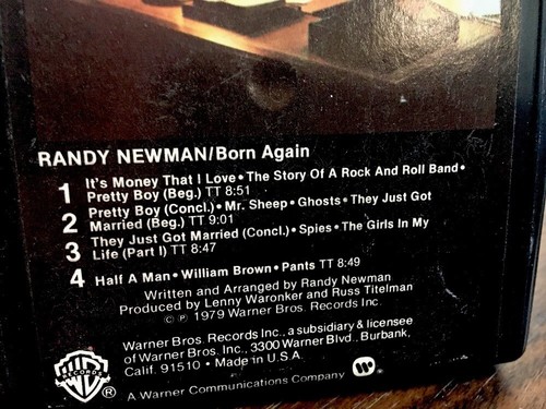 Randy Newman 8-Track Tape Born Again New Pad Tested 100% Play Ready 8 Track Tape