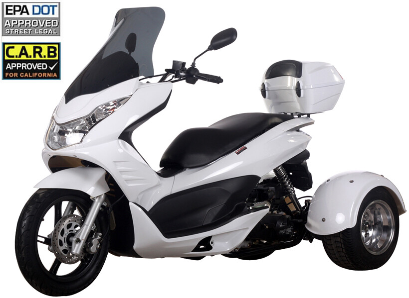 FREE SHIP ICE BEAR Q6 Motor Trike Tricycle Gas Scooter 49cc 50 Moped +Windshield