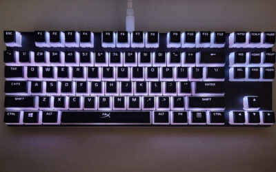 Modded Glorious GMMK TKL Custom Keyboard w/ HyperX Pudding Keycaps - Black