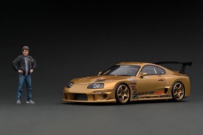 1/18 Ignition model TOP SECRET GT300 Supra JZA80 Supra Gold With Mr. Smokey Naga