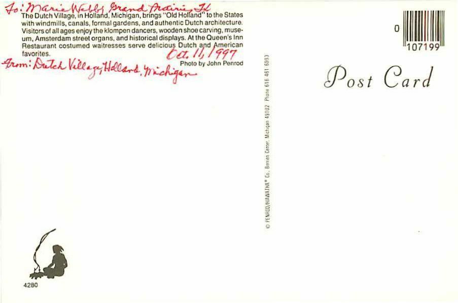 Postcard Queen's Inn Restaurant, Dutch Village, Holland, Michigan