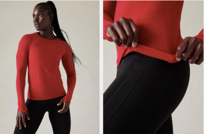 Athleta Momentum Seamless Top Clover Berry NEW! Small S RED Long Sleeve #530524