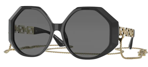 Pre-owned Versace Sunglasses Ve4395 534587 59mm Black / Dark Grey Lens In Gray