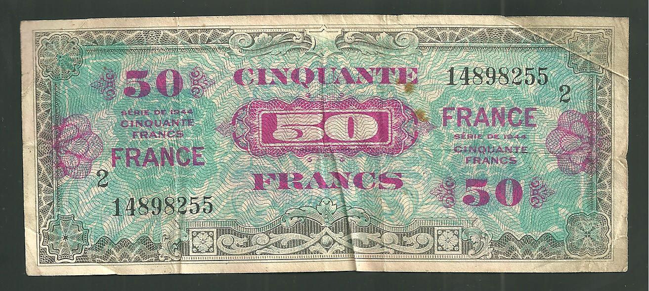 未使用 1944年 フランス 軍票 France 5 フラン francs 紙幣 Series of 1944 ~ Emis En France ~ 5 Francs Paper Currency | eBay