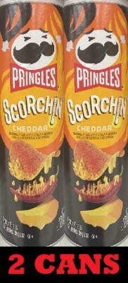 2x Pringles SCORCHIN CHEDDAR Flavored Potato Chips Snack Crisps 5.5 oz 2 CANS