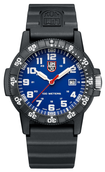 Pre-owned Luminox Xs.0323.l Leather Back Sea Turtle Giant Blue Dial 44mm Quartz Mens Watch