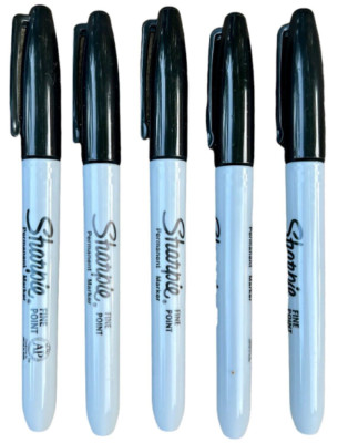 Sharpie Markers 5 Fine Point Tip Black 5-Count Permanent 30001 Sharpies Pens