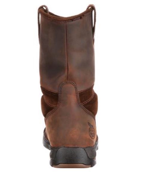 Pre-owned Georgia Boot Men's Brown Steel Toe Eh Wp Wellington Pull On Work Boot G4603