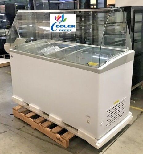 NEW 60" Ice Cream Gelato Glass Dipping Freezer Showcase Display Commercial NSF