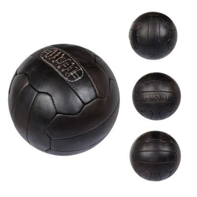 Vintage 1966 Leather Soccer Ball Football - Dark Brown