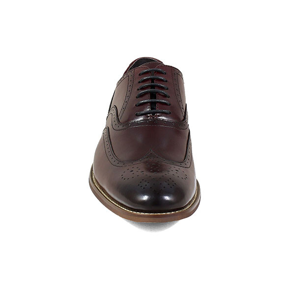 Pre-owned Stacy Adams Mens Dunbar Shoes Antiqued Leather Burgundy Oxford Wingtip 25064-601 In