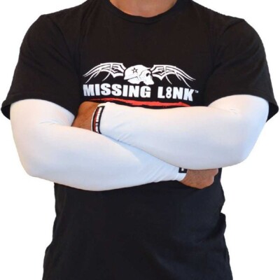 Missing Link SPF 50 Solid White ArmPro Tattoo Compression Sleeves - APBL Size XS