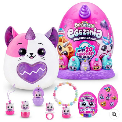 Rainbocorns Eggzania Surprise Mania Kitten Zuru Plush Purple Horn Surprise 