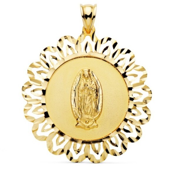 Pendentif Or 18k 750 Mls. MÃ©Daille Vierge Guadalupe 37 X 34 Mm 6,35 Grammes