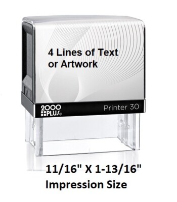 2000 COLOP Printer 30 - Self-Inking Stamp - 4 Lines of Text - Size 3/4'' X 1-7/8''