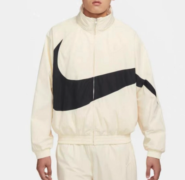 Nike Swoosh Woven Jacket Coconut Milk Asia Sizing FB7878-113 Nike Swoosh Woven Jacket Coconut Milk Asia Sizing FB7878-113