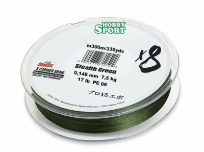 SUFIX X8 GREEN TRECCIATO 300 MT DIAM. 0,148 mm 8 CARRIER BRAID STEALTH SPINNING