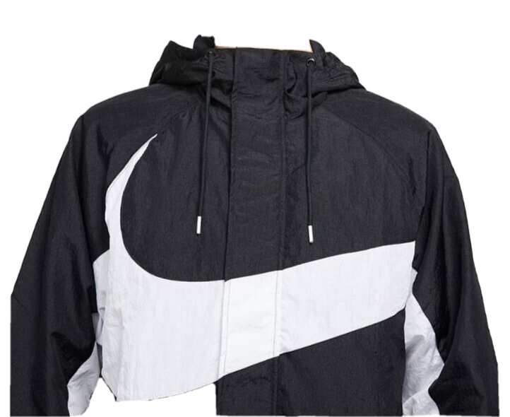 Nike Swoosh Lined Woven Black Jacket Hooded Windrunner Logo Nike Swoosh Lined Woven Black Jacket Hooded Windrunner Logo