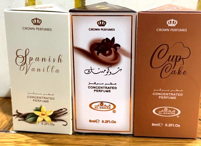 Al Rehab Spanish Vanilla-Cupcake-Choco musk perfume oil 6 ml 3 PACK