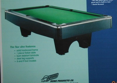 New Dynamo regulation size 9' slate pool table w/ balls,cues,drop pocket model