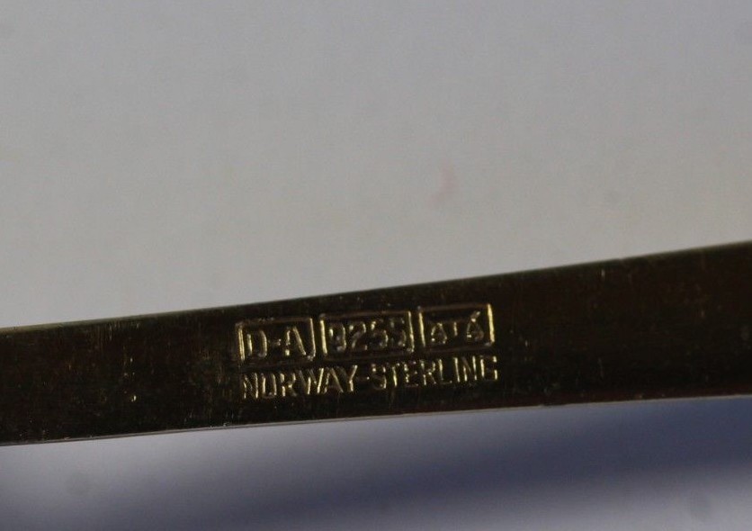 David Andersen Norway 925S Blue Enamel Spoon Radhus Med Vifte City Hall w /Fan