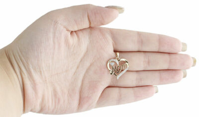 Pre-owned Gnd Atlanta 10k Yellow Gold Genuine Round Diamond Mom Double Heart Pendant Charm 1/10 Ct. In White