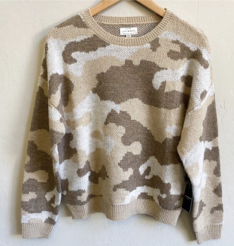 Pre-owned Lucky Brand Women's Camo Pullover - Natural Multi Sz Large Msrp $80 7wp5160