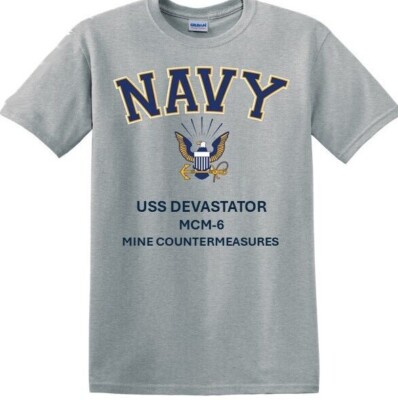 USS DEVASTATOR  MCM-6 * MINE COUNTERMEASURES *EAGLE*SHIRT. OFFICIALLY LICENSED
