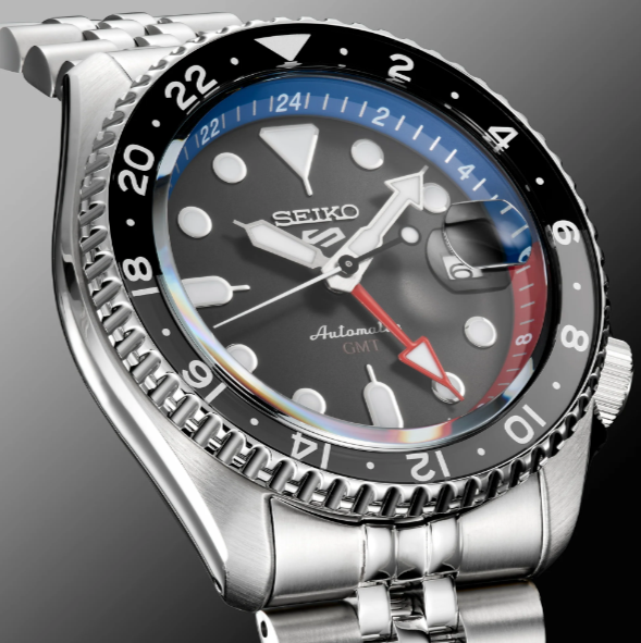 Pre-owned Seiko 5 Sports Skx Gmt Automatic 42.5 Mm Charcoal Dial Men's Watch Ssk019