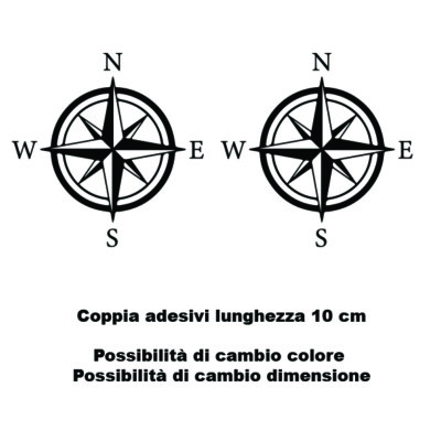 Kit 2 Adesivi Tuning Rosa Dei Venti - Decals Decorativi Per Auto, Moto, Caschi O Oggetti Personali
