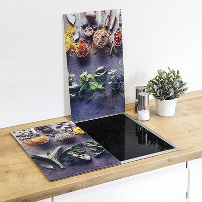 Herd-Abdeckplatten Ceranfeld - Gewürze - 60x52 cm zweiteilig Glas Herdabdeckung