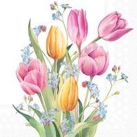 Servietten Lunch bunter Tulpenstrauss Tulips Bouquet 33x33cm 3-lagig 20 Serviett