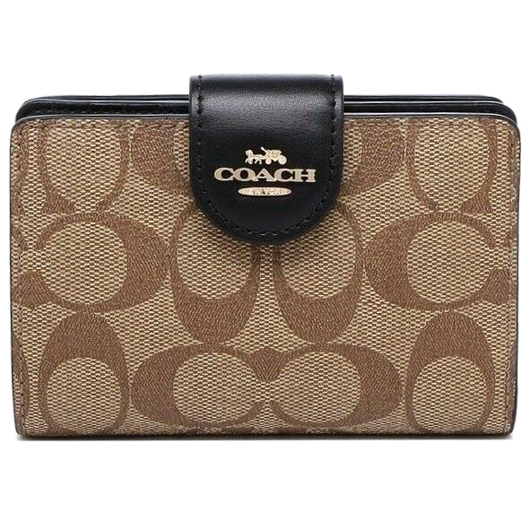 NWT Coach Medium Corner Zip Wallet In Signature Canvas-C0082